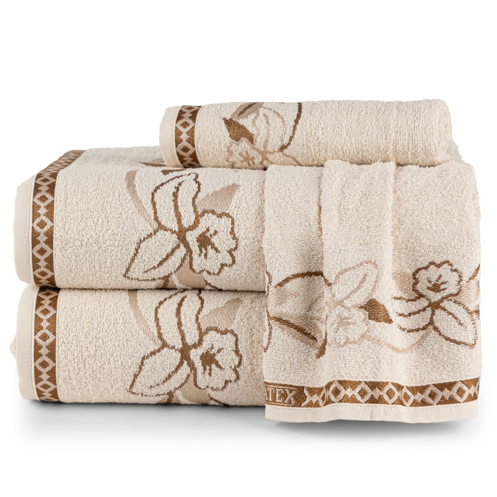 Jogo De Toalhas Banho e Rosto 4 Peças Jacquard 100% Algodão Banhão Hortência - Home & Living