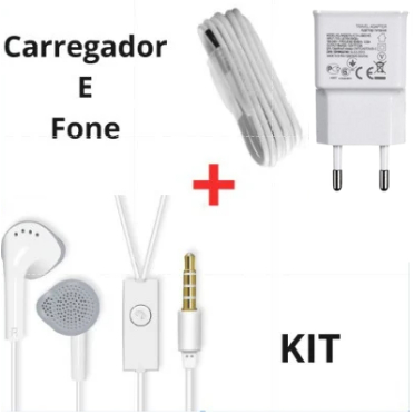 KIT Carregador Micro USB Turbo E Fone P2 A10 A10s J2 Prime J3 J4 J5 Prime J6 J7 Prime J8 A8 A9 S6 S7 Carregador Micro USB