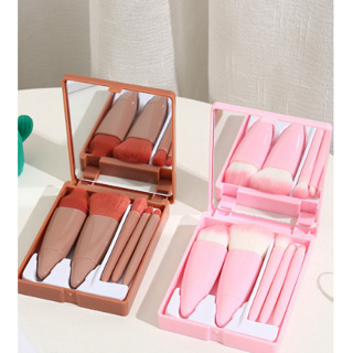 KIT 12 unidades  Mini Espelho De Maquiagem Portátil Com 5 Pcs Pincéis De Maquiagem Lupa Mão Segurar Bolso Dobrável Maqui em Oferta na Shopee