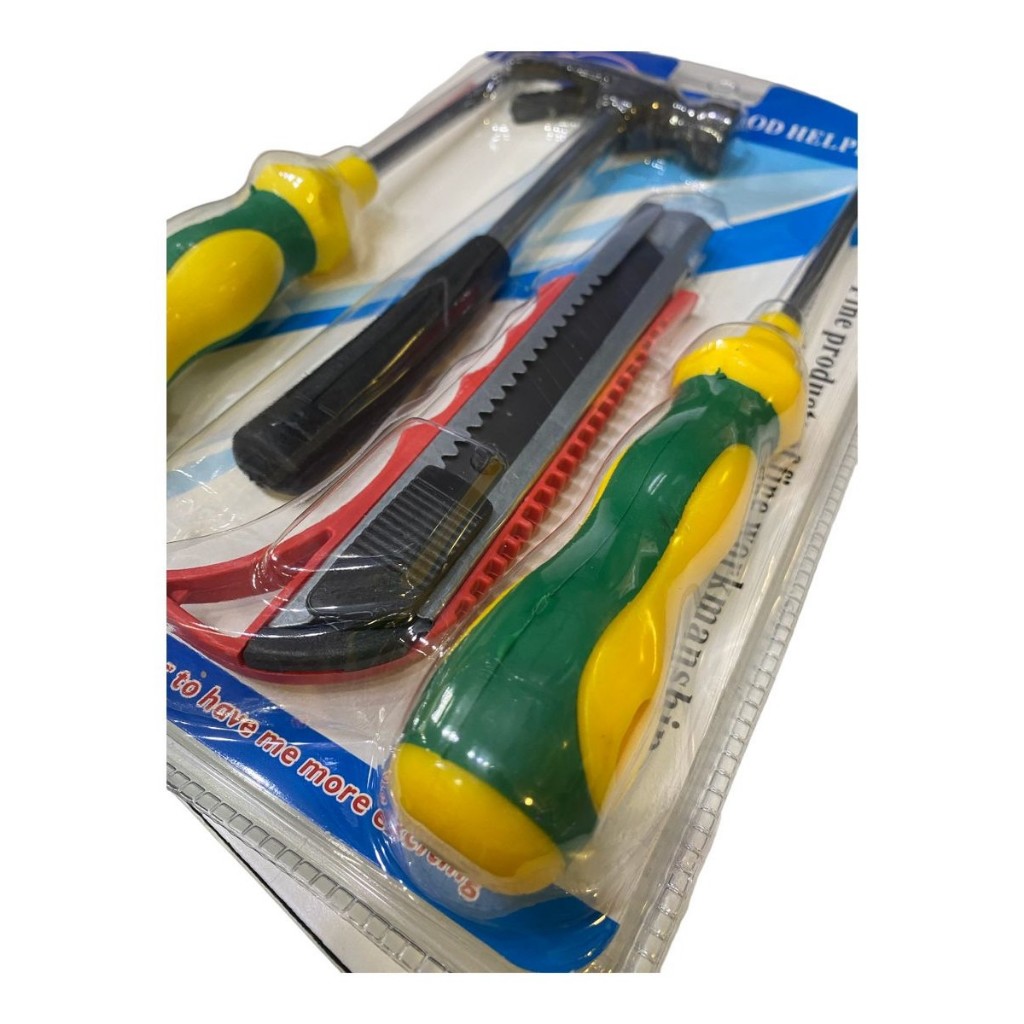 Kit de ferramentas com martelo estilete e 2 chaves de fendas 4 peças RF em Oferta na Shopee