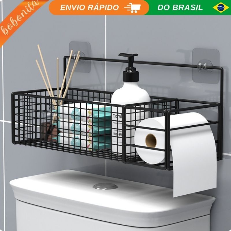 KIT Organizador Prateleira Banheiro Suporte Papel Higiênico Acessórios Banheiro