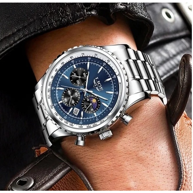 LIGE-Relógio de quartzo luminoso impermeável masculino, data cronógrafo, relógio de pulso esportivo, marca superior de luxo, novo,^~ 2022