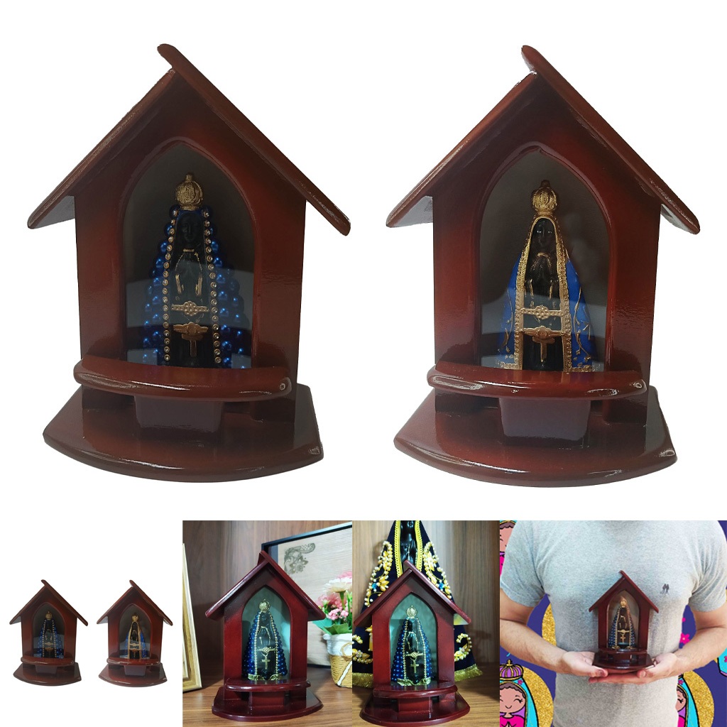 Oratorio Nossa Senhora Aparecida Imagen Perola 17 Cm Capelinha
