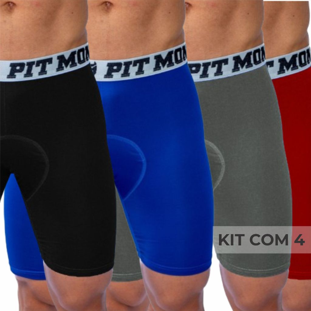 KIT 4 Bermudas Térmicas Segunda Pele Microfibra PitMonster em Oferta na Shopee