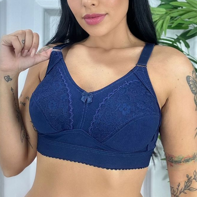 Sutiã Plus Size Algodão Com Pala Firme Sem bojo Sem aro Alta Sustentação Lingerie Feminina