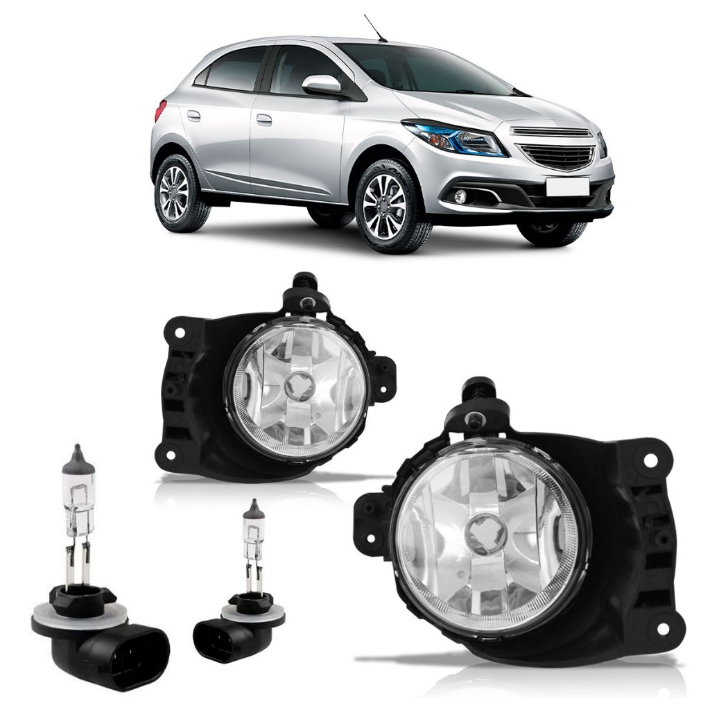 Farol Milha Auxiliar Onix 2012 2013 2014 2015 2016 2017 2018 A 2020 + Par Lâmpada Halógena H27 Lente Lisa Acrilico - Spare Parts and Accessories for Vehicles
