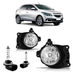 Farol Milha Auxiliar Onix 2012 2013 2014 2015 2016 2017 2018 A 2020 + Par Lâmpada Halógena H27 Lente Lisa Acrilico
