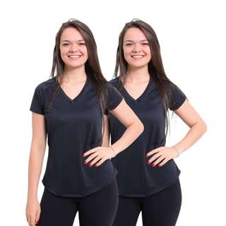 Kit 2 blusas fitness Dry Fit poliéster feminina