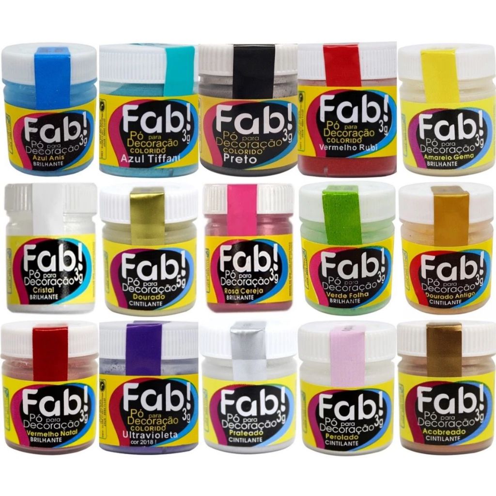 Corante Cintilante Para Decoração de Bolo Docinhos Sobremesas Comestíveis Fab 3 Gramas (Escolha a Cor)