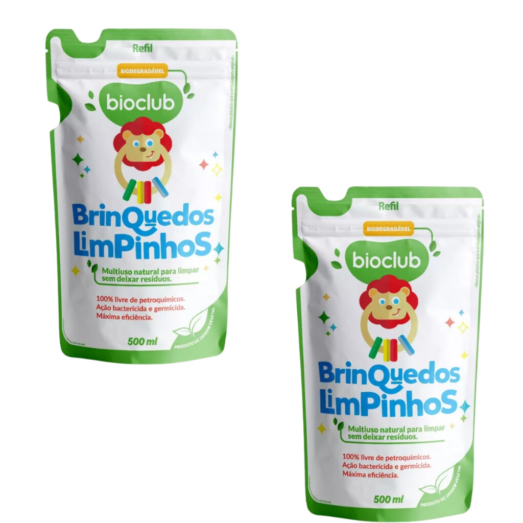 kit 2 Detergente Brinquedos Limpinhos 500ml Refil Bioclub