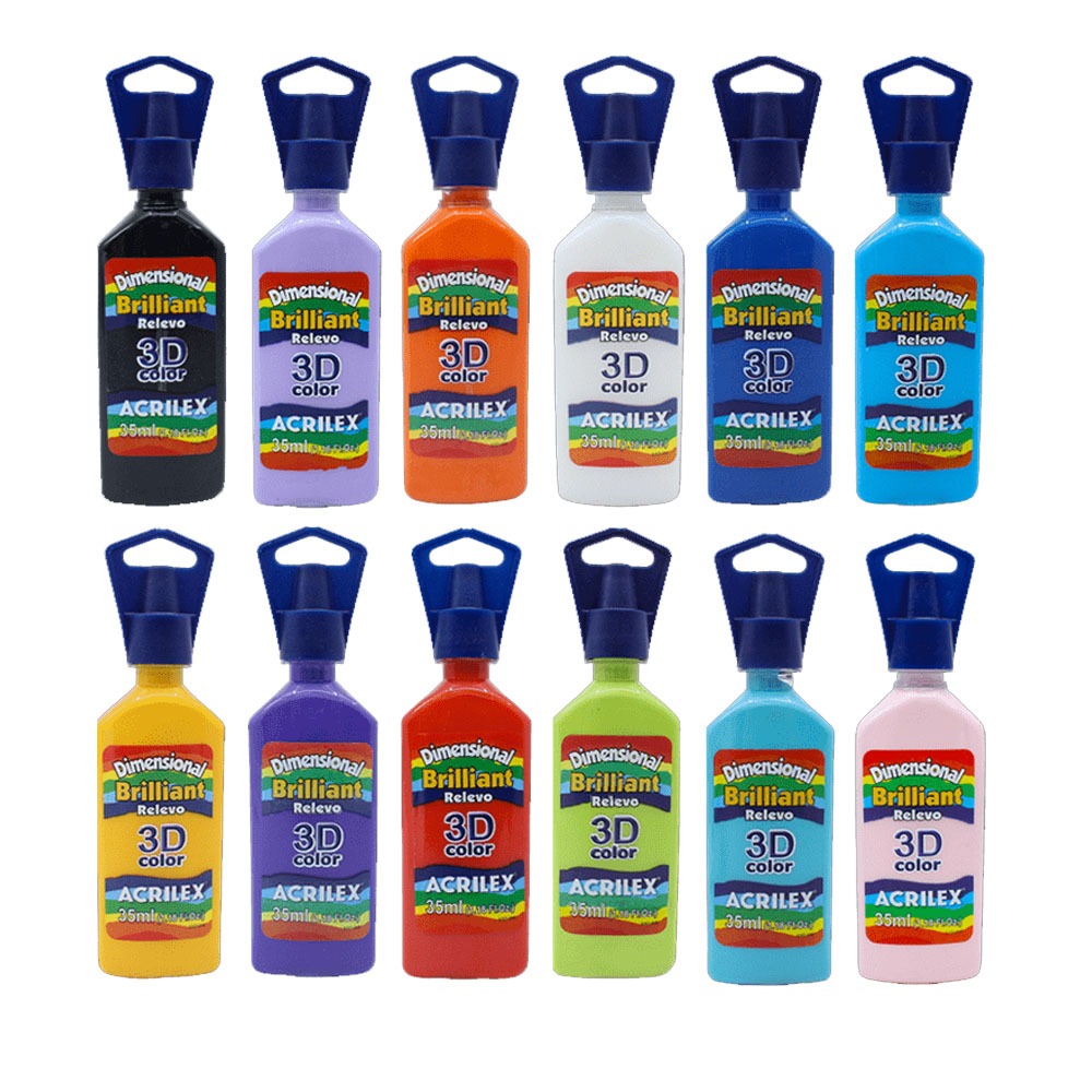 Tinta Dimensional Relevo 3D Brilliant - Acrilex - Escolha a Cor