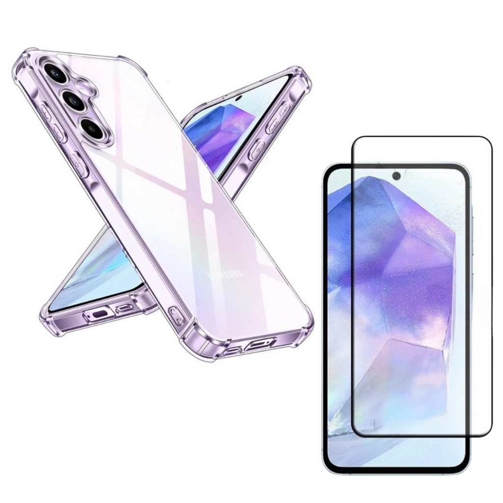 Capa Capinha Anti Impacto Para Galaxy A55 Tela De 6.6 Polegadas + Película Protetora de Vidro Temperado 3D