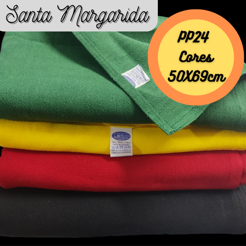 Pano de Prato Colorido com Bainha Liso Pé de Galinha PP24 50X69cm  Santa Margarida - 25 unds