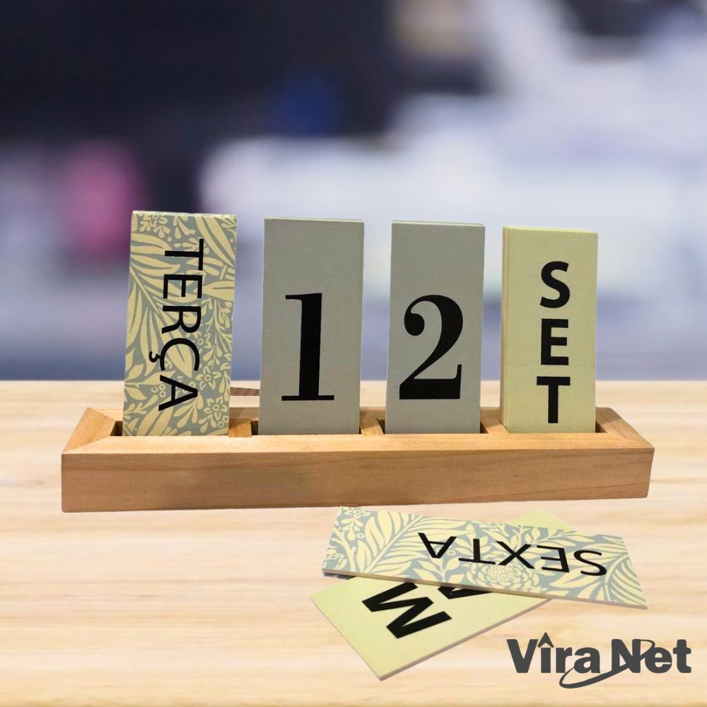 Calendário de Mesa Decorativo com Plaquinhas para Mesa Escritório Decoração Casa