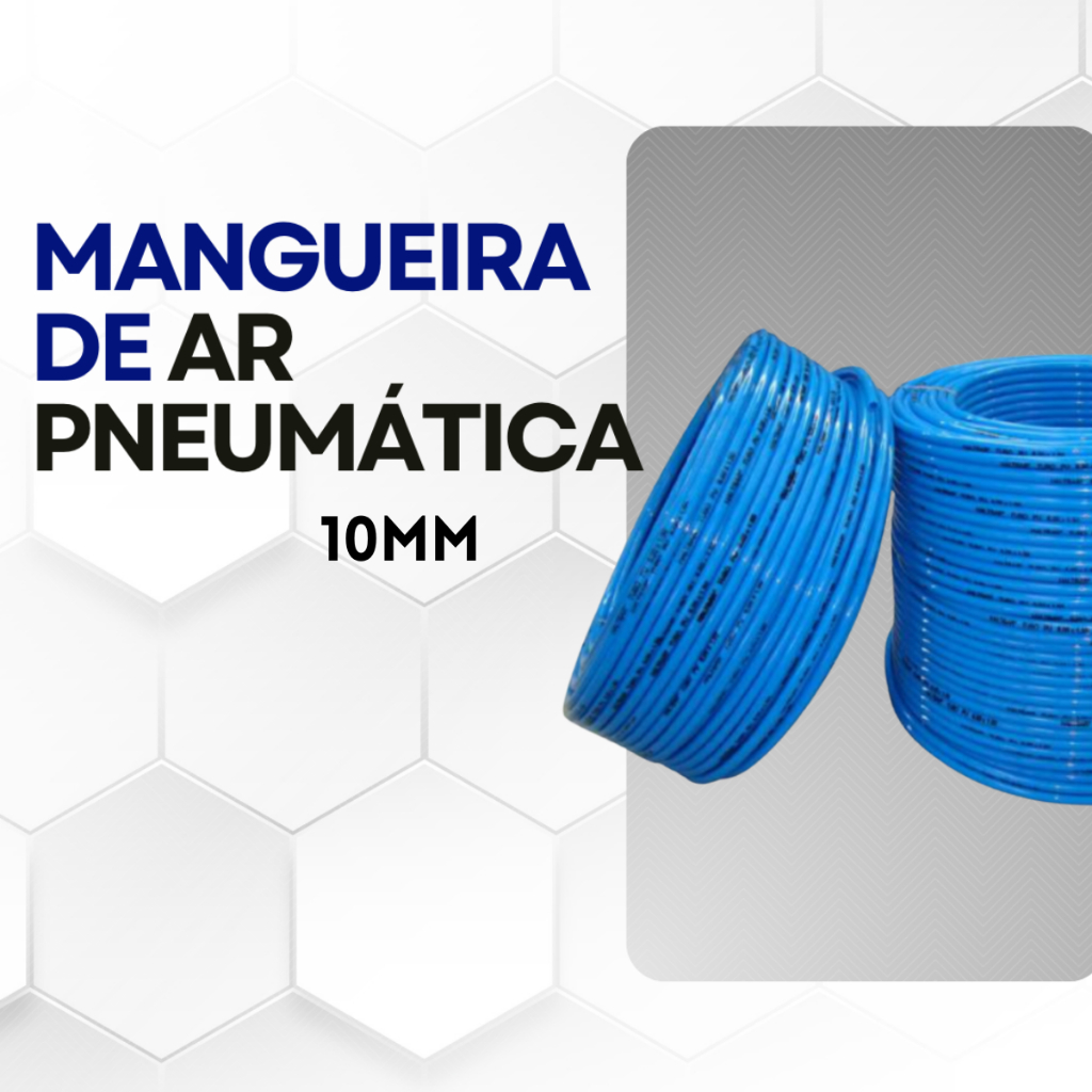 05 Metros Mangueira de Ar Pneumática 10mm x 05m - Tubo Flexível PU