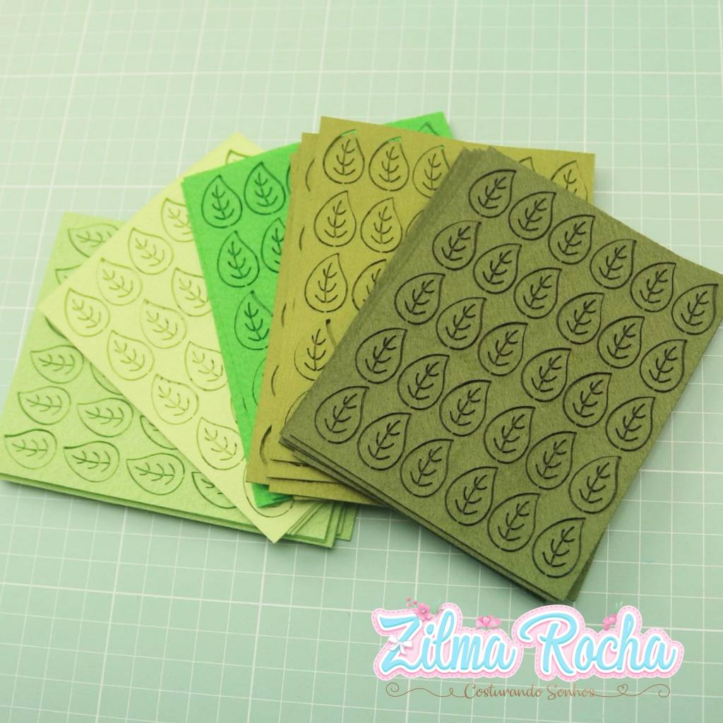 Folhas para Destacar - Cartela com 30 Folhas de 2 cm - Recorte de Feltro