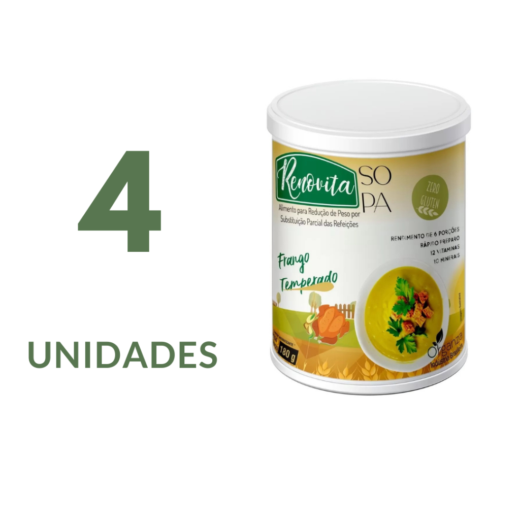 Kit 4 Sopa Frango Temperado Zero Glutén Light - 180g - Organza Alimentos