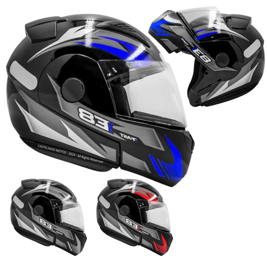 Capacete Moto Robocop Articulado EBF New E8 Fast