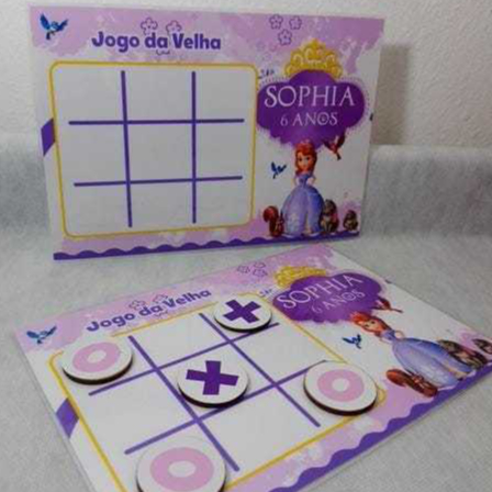 Kit Jogo da Velha  -  Lembrancinha de Aniversário Personalizado  -  Tema A Princesa Sofia  -  LEIA DESCRIÇÃO