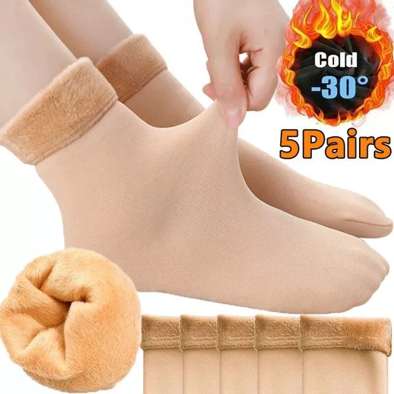 Kit com 5,3,1 pares de meias/meias soquete térmica grossa flanelada fleece inverno frio in...