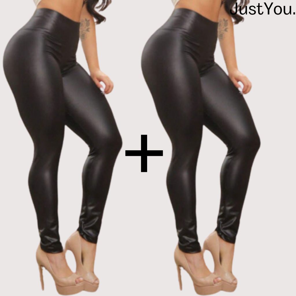 KIT 2 Calças Feminina Legging Leg Cintura Alta Cós Alto Casual Tecido Cirre Skinny