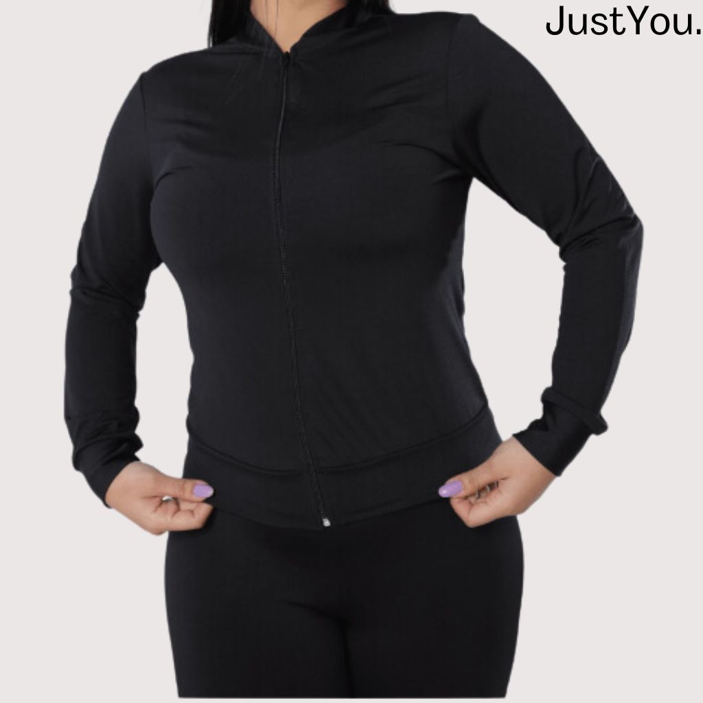 Jaqueta Feminina Suplex Blusa Academia Corta Vento Casaco de Frio Com Zíper Frontal
