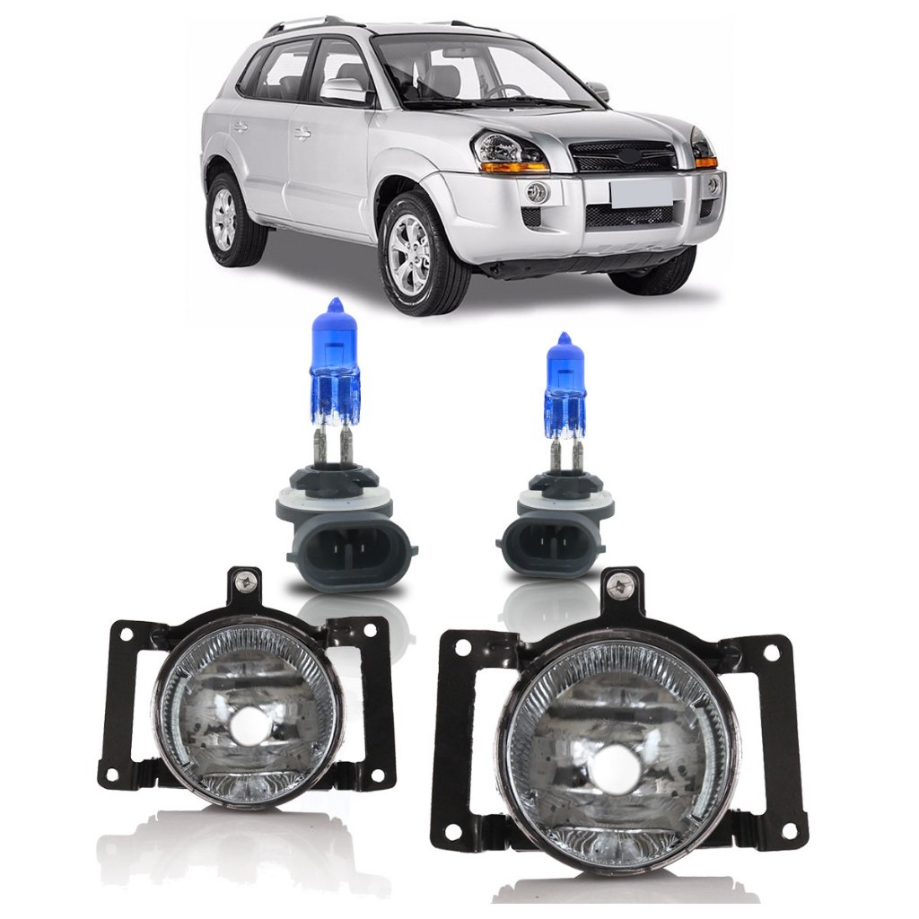 Kit Farol Milha Auxiliar Tucson 2005 2006 2007 2008 2009 2010 2011 2012 2013 2014 2015 2016 + Lâmpada Super Branca H27 - Spare Parts and Accessories for Vehicles