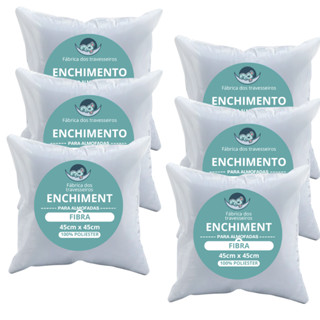 kit 6 Almofada de enchimento refil 45x45cm 100% fibra siliconada antialérgico