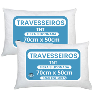 Kit 2 Travesseiro Alto Firme Antialergico 50x70cm extra macio tecido TNT fibra 100% silico...