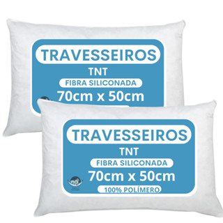 Kit 2 Travesseiro Alto Firme Antialergico 50x70cm extra macio tecido TNT fibra 100% silico...