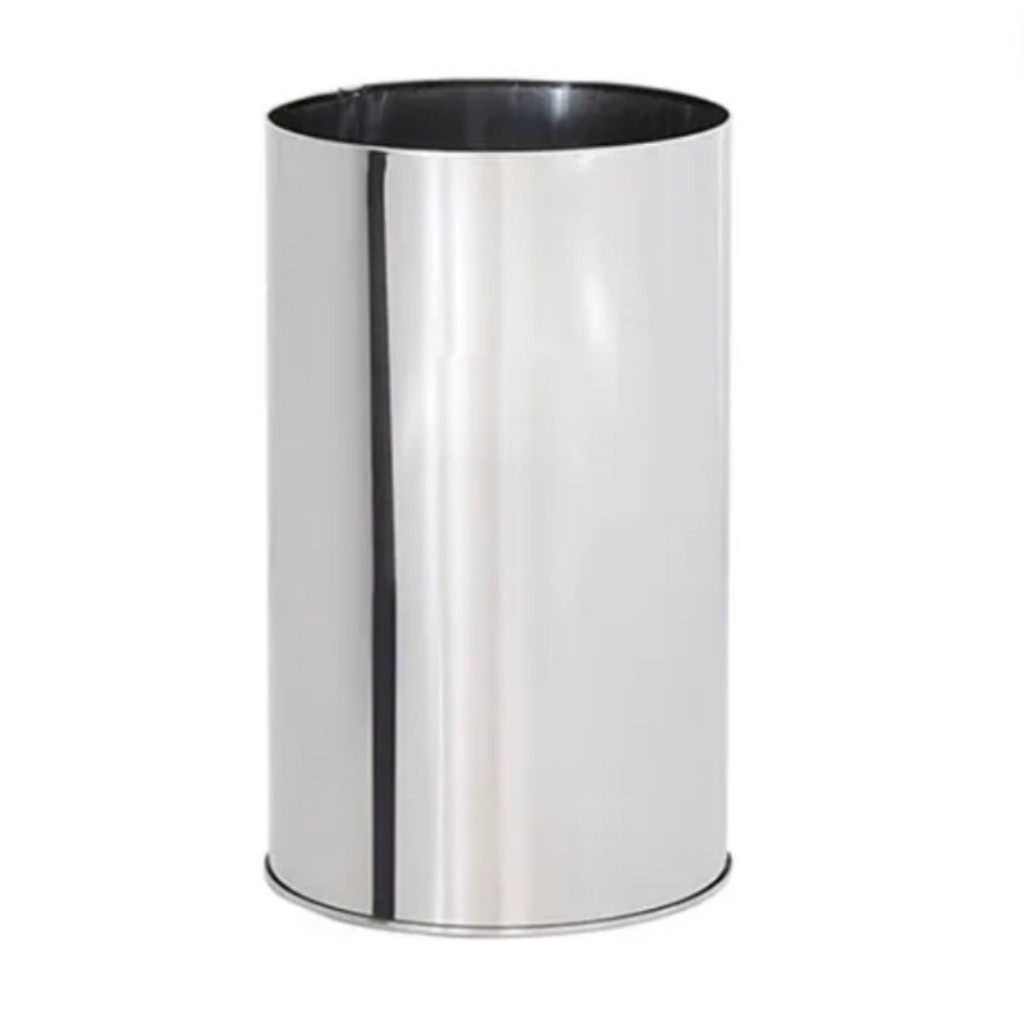 Lixeira Inox - Sem Tampa 23 Litros 24X50 - Cozinha / Banheiro/ Escritório/ Restaurante/ Escola/ Condomínios/ Parques/ Hospitais/ Empresas/ Bares