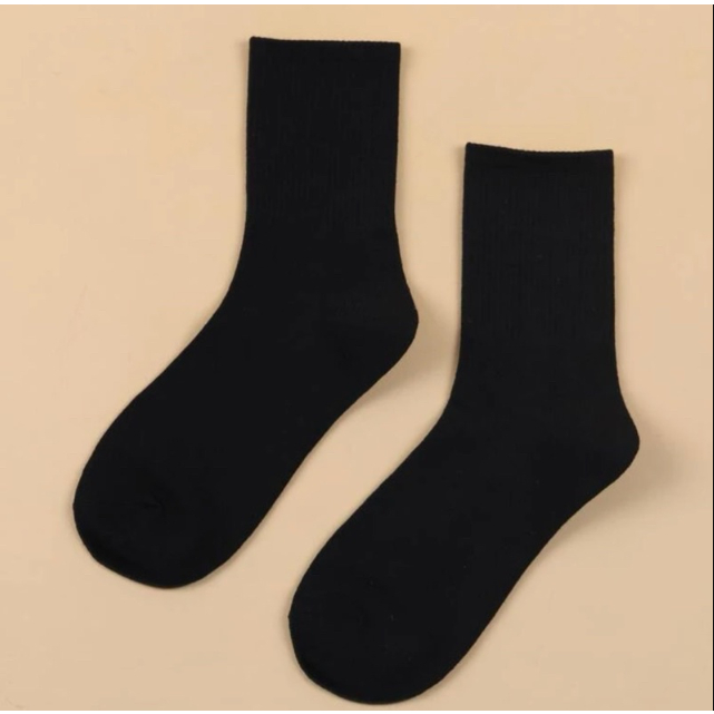 KIT Meia Masculina Preta Com 3-12 Pares Lisa Grossa Com Cano Alto