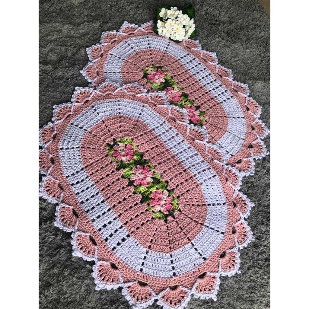 Par de tapete com flores em Oferta na Shopee