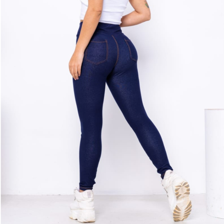 Calça Jeans Fake Skinny Feminina Com Elastano Cintura Alta Imita Jeans em Oferta na Shopee