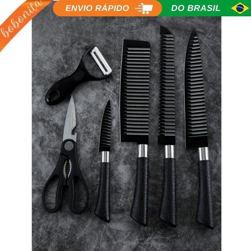 Kit de Facas Churrasco Profissional Antiaderente 6 Peças em Oferta na Shopee