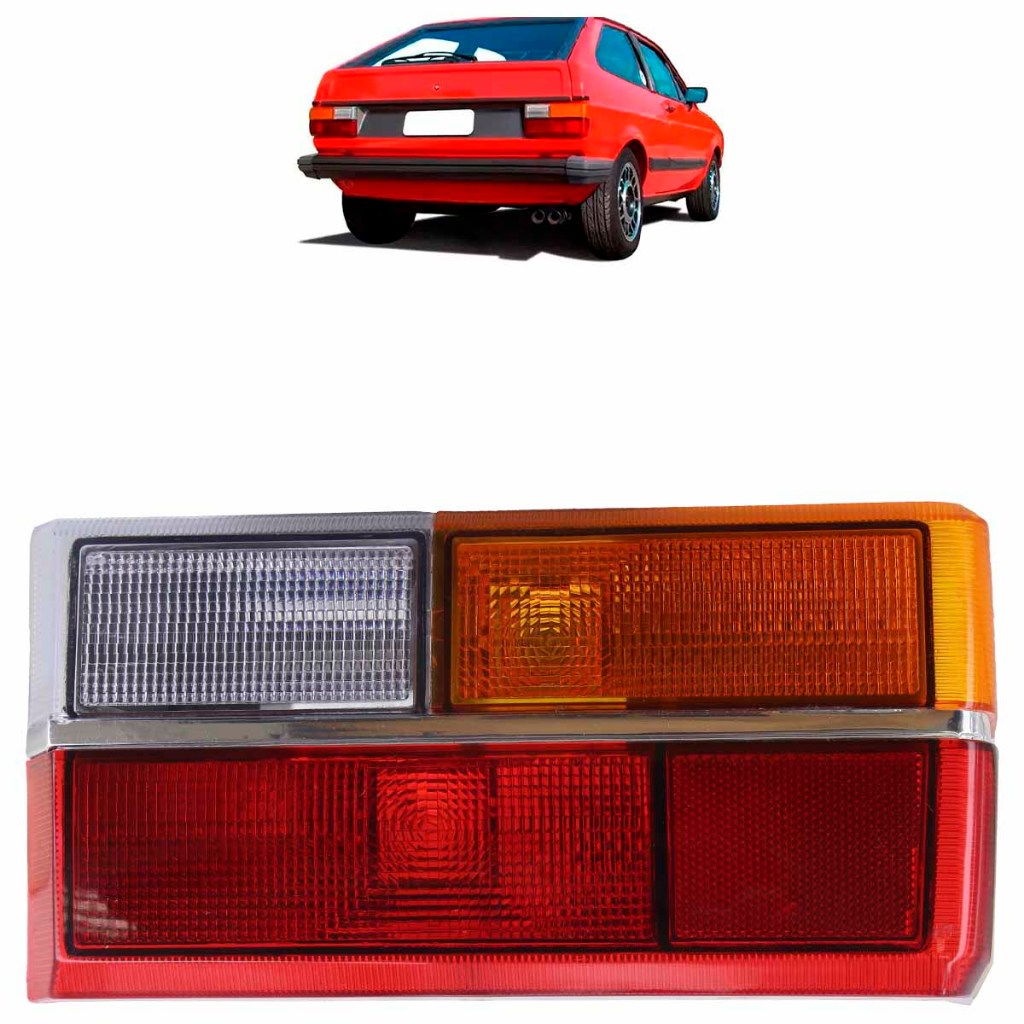 Lanterna Traseira Gol 1980 1981 1982 1983 1984 A 1986 Tricolor Friso Prata Lente Estriada Acrílico