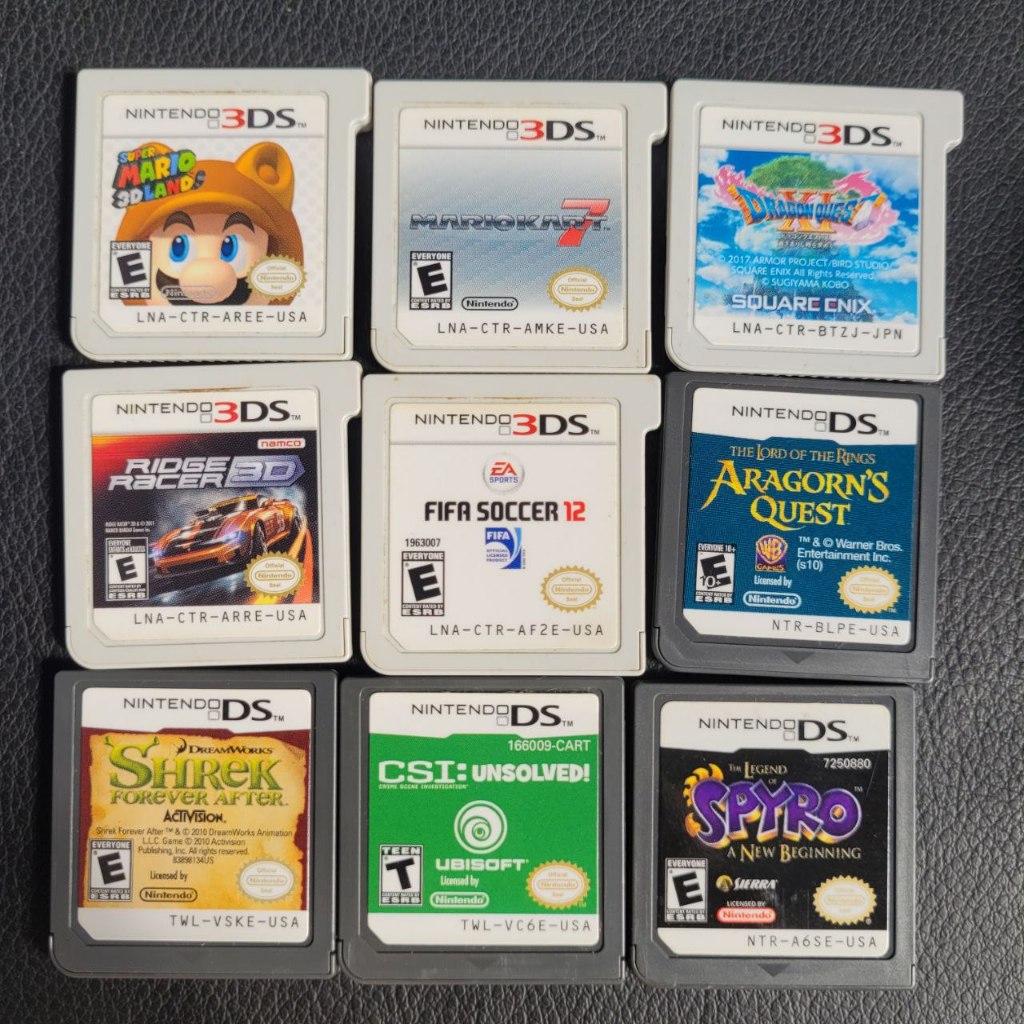 Jogos Nintendo DS e 3Ds Baratos - Mario 3D Land, Mario Kart, Dragon Quest XI, Ridge Racer, Spyro, Fifa, Aragorn, Shrek, CSI, Naruto