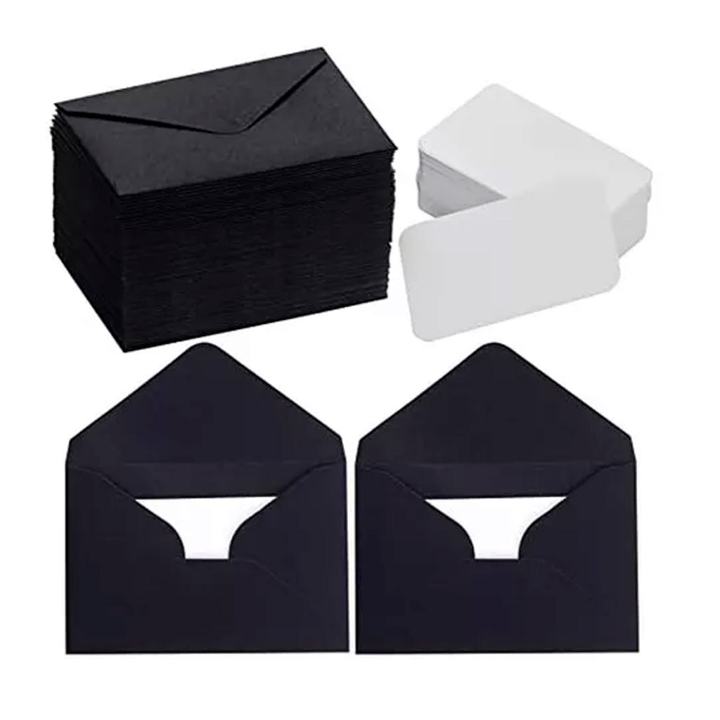 Mini Envelope Preto Visita (100un) + Cartão de mensagem Recado em Oferta na Shopee