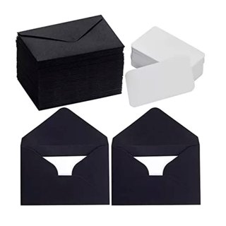 Mini Envelope Preto Visita (100un) + Cartão de mensagem Recado em Oferta na Shopee