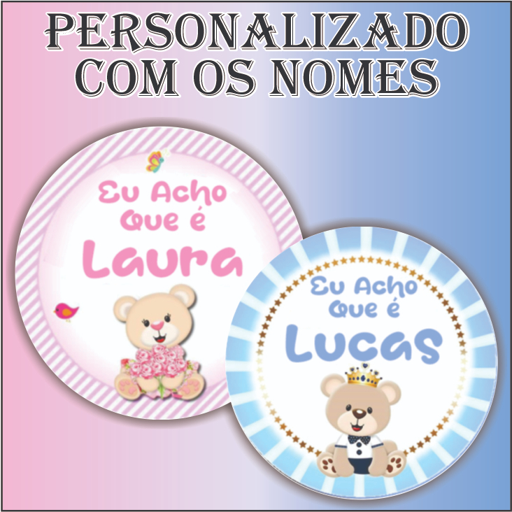 Chá Revelação Adesivo Personalizado- Azul e Rosa Ursinho em Oferta na Shopee