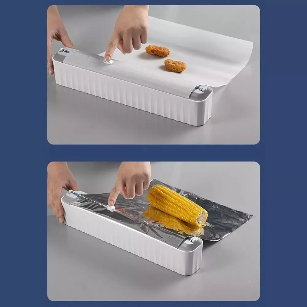 KIT Cortador De Plástico Filme PVC Suporte Ajustável Dispenser Filme Descartável Ventosa Aderente