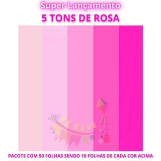 Papel de Seda Mix tons de  Rosa Pacote com 50 folhas 50x35cm Presente Artesanato em Oferta na Shopee