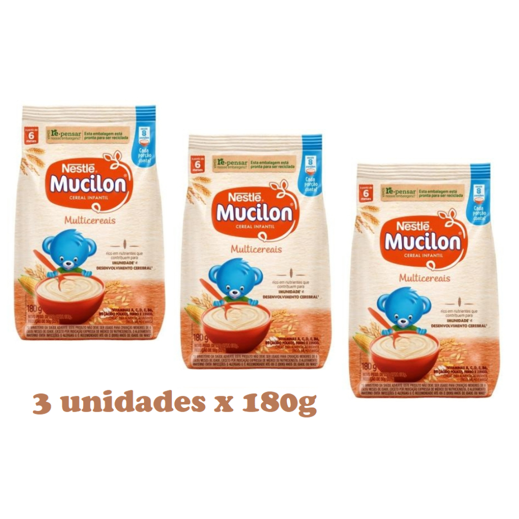 Mingau Mucilon Multicereais Sachê 3 pacotes 180g