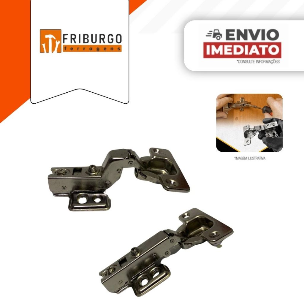 Kit 16 Dobradiça Calço Fixo Pistão (Reta, Curva e Super Curva) 40MM