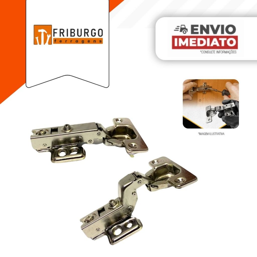 Kit 16 Dobradiça Calço Fixo Pistão De Inox (Reta, Curva e Super Curva) 40MM