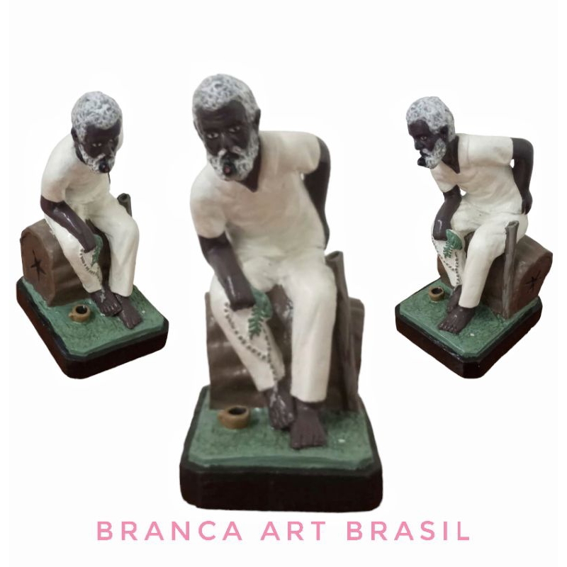 Escultura Preto Velho Pai Joaquim, Pai Benedito, Pai João, Pai Mané