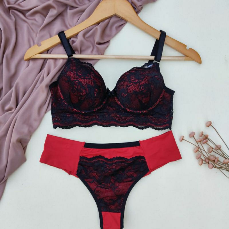 Conjunto Lingerie Renda/Rendado Bicolor Com Calcinha Fio Duplo - Moda Íntima em Oferta na Shopee