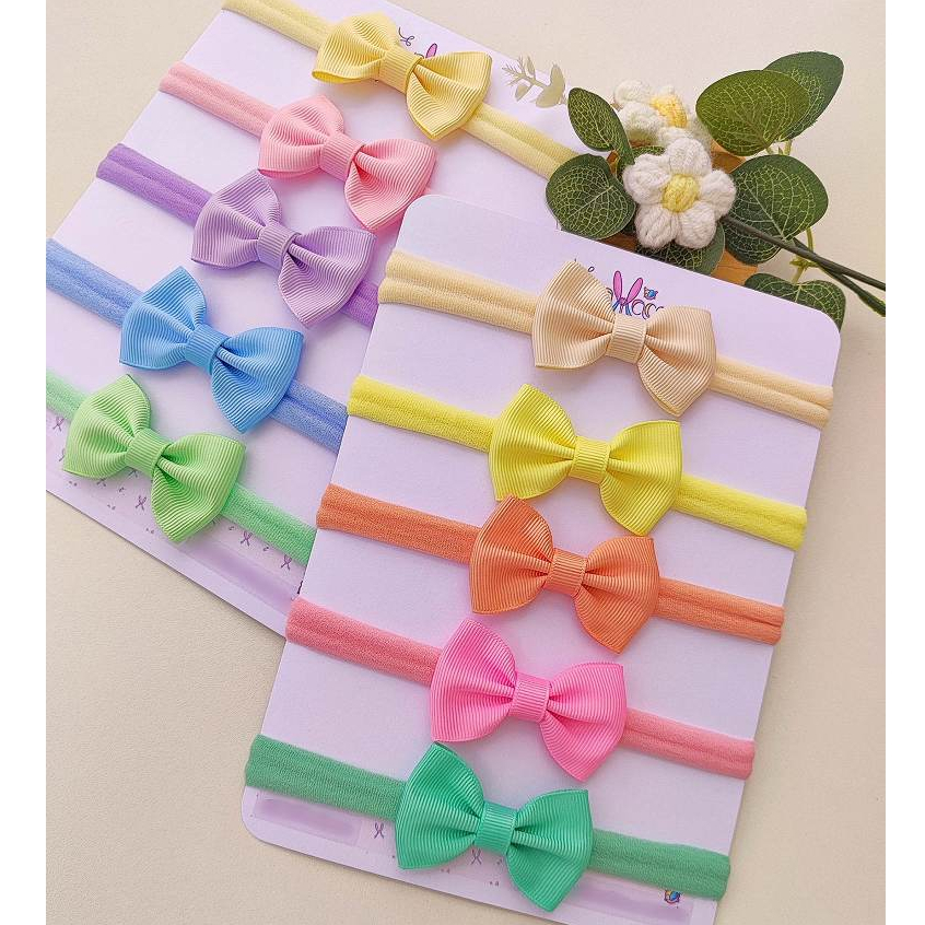 Kit com 5 faixinhas de bebê rn tiara de bebê menina lacinho de bebê enxoval de menina laço recém nascida
