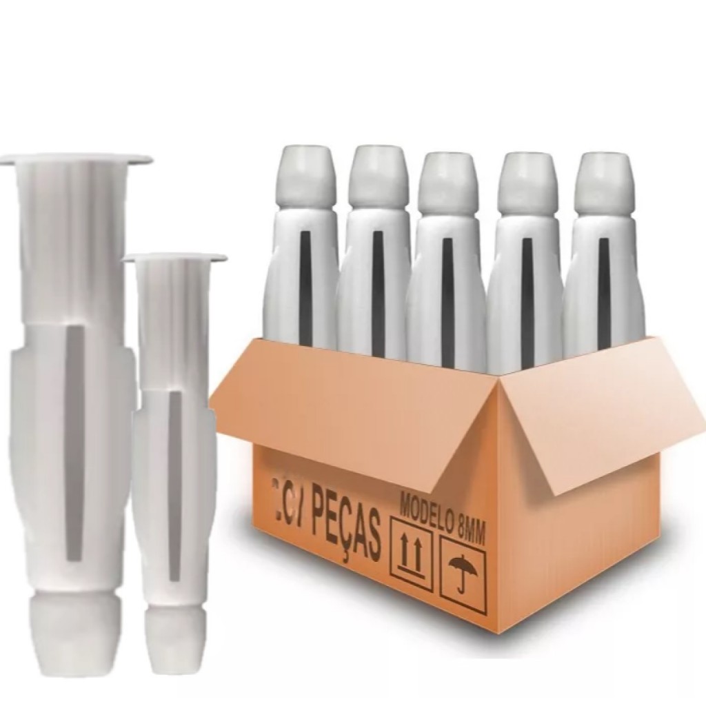200pcs Bucha Mu Sfor 8mm P/ Drywall Bloco Tijolo Oco em Oferta na Shopee
