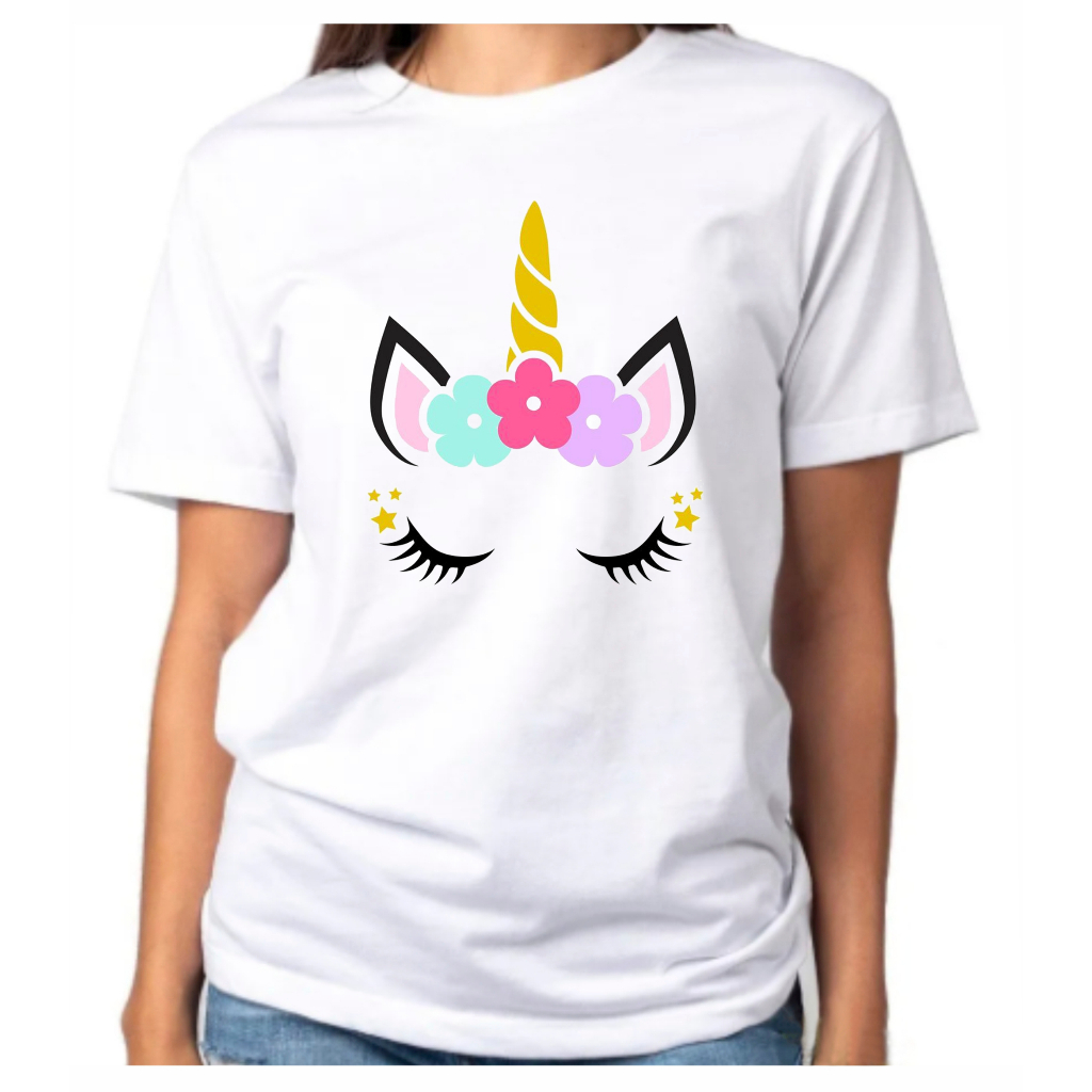 Camiseta Baby Look Raglan Feminina ou Camiseta Raglan Unissex Animais Unicórnio Fofo 201